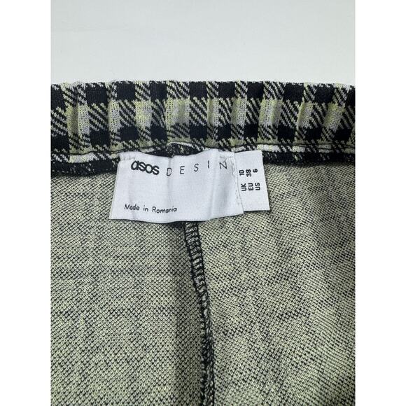 ASOS Green and Black Plaid Pants, Flare, Split sides Size 6 - Picture 5 of 5